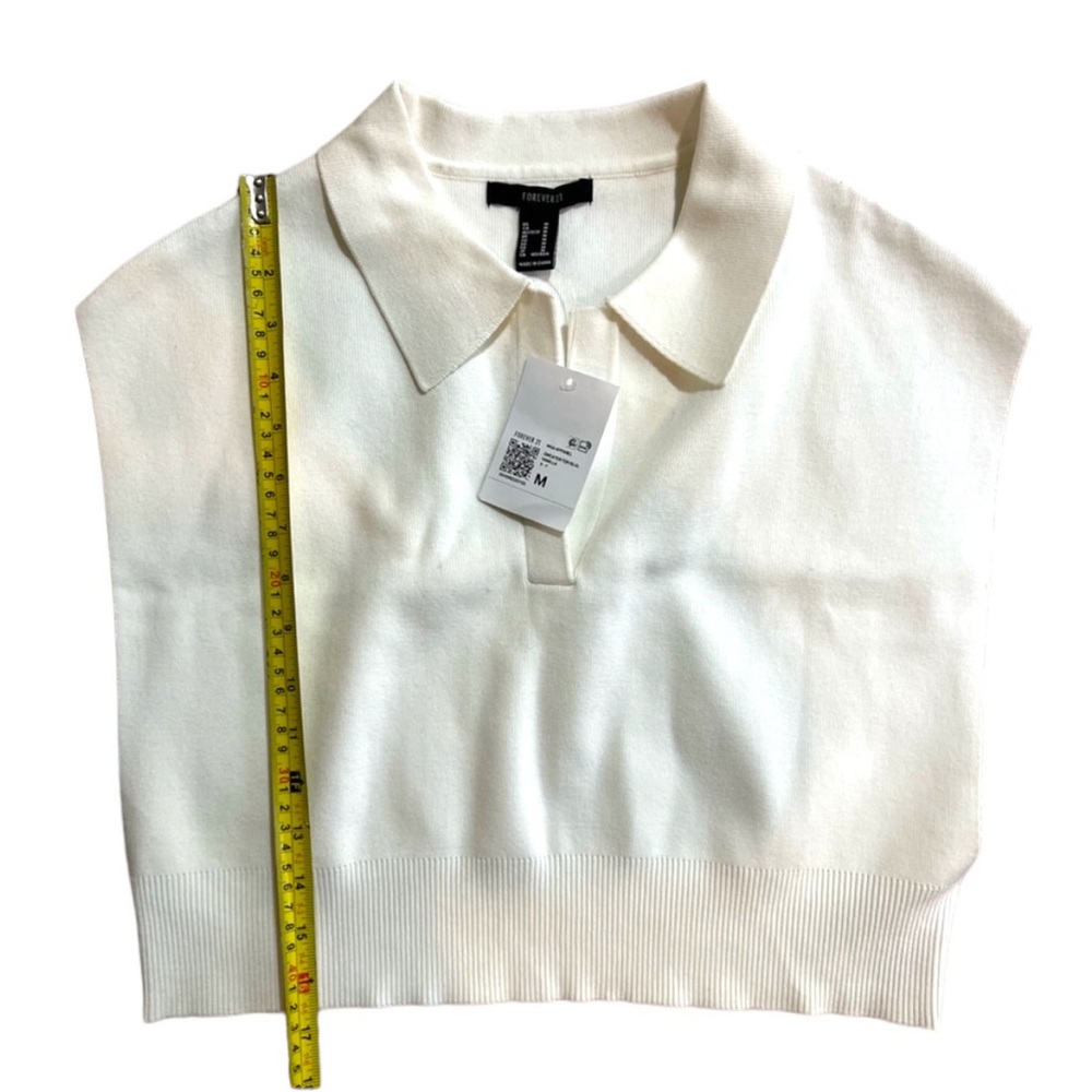 Forever 21 Sleeveless Sweater-Knit Crop Top ivory cream medium M vest NWT - Picture 6 of 10